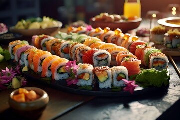Various Japanese sushi