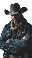 Portrait cowboy man on a transparent background