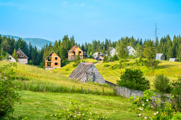 Houses in Zabljak seat. Durmitor, Montenegro