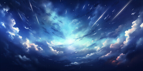 Open sky illustration cloudy, japanese animation style