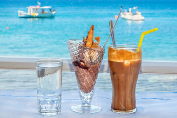 Cold drinks and ice cream by the sea
