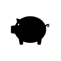 Pig icon. Black silhouette. Side view. Vector simple flat graphic illustration. Isolated object on a white background. Isolate.