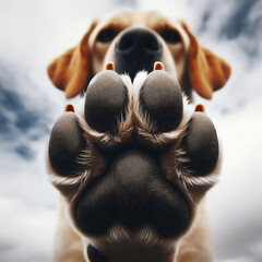 Dog paw of a labrador isolated front view - obrazy, fototapety, plakaty
