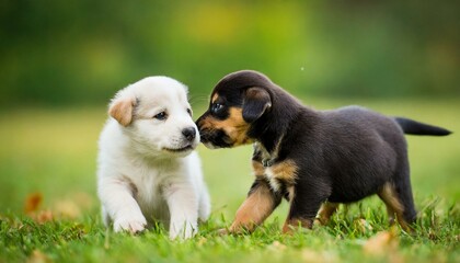 Puppies playing outdoor