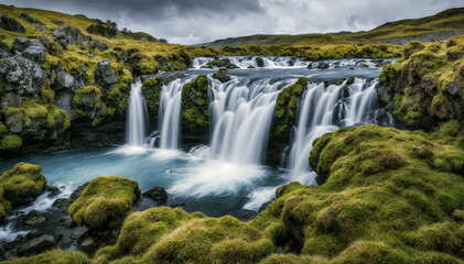 Obraz premium Stunning waterfall in iceland. Travel and adventure concept