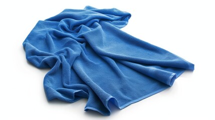 A blue beach towel isolated on a white background
