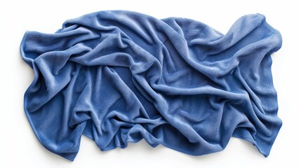 A blue beach towel isolated on a white background - obrazy, fototapety, plakaty