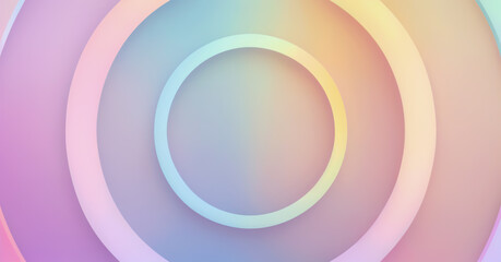 A series of concentric circles in pastel rainbow colors. Abstract background, wallpaper, backdrop.