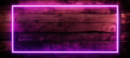 Obraz premium a purple, glowing frame on wood Generative AI
