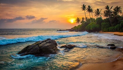 beautiful sunset on the indian ocean coast on the island of sri lanka mirissa