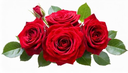 red rose flowers in a floral arrangement isolated on white or transparent background