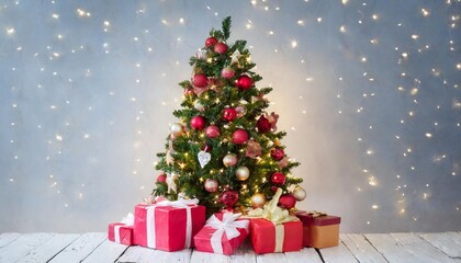 Fototapeta na wymiar christmas tree with presents on white