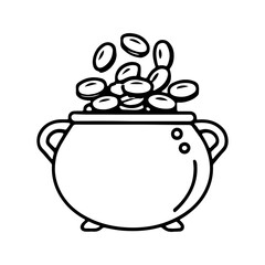 Pot with gold coins symbol of St Patricks Day