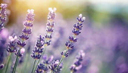 selective and soft focus on lavender flowers beautiful lavender in flower garden lit by sunlight flower background