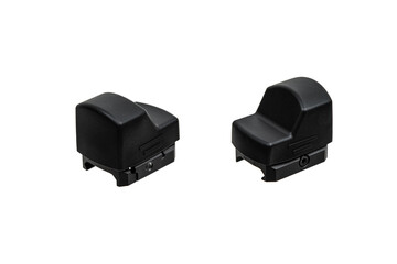 Modern optical collimator sight. Aiming device for shooting at short distances. Isolate on a white back.