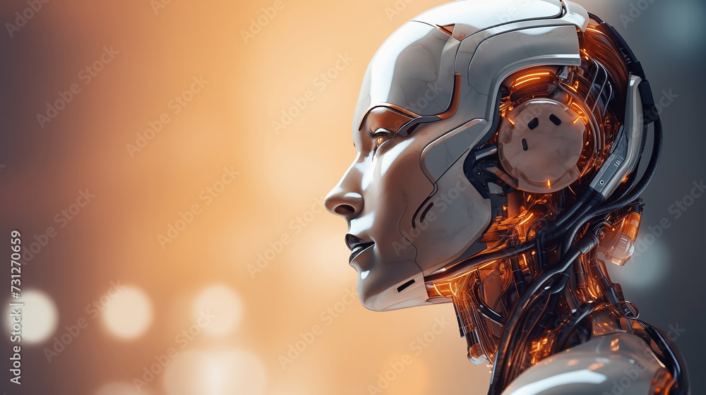 Poster futuristic robot in ai research lab environment