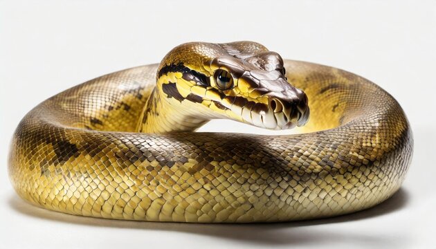 3d render of a golden giant python snake isolated on white