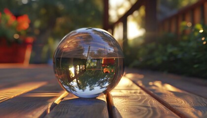 A glass ball with the environment reflected on it - Powered by Adobe