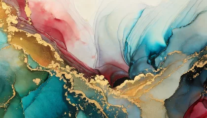 Photo sur Plexiglas Cristaux art abstract watercolor and acrylic flow blot painting color canvas marble texture background