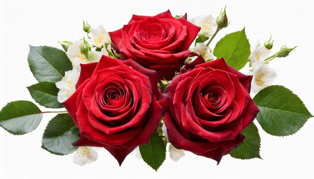 red rose flowers in a floral arrangement isolated on white or transparent background