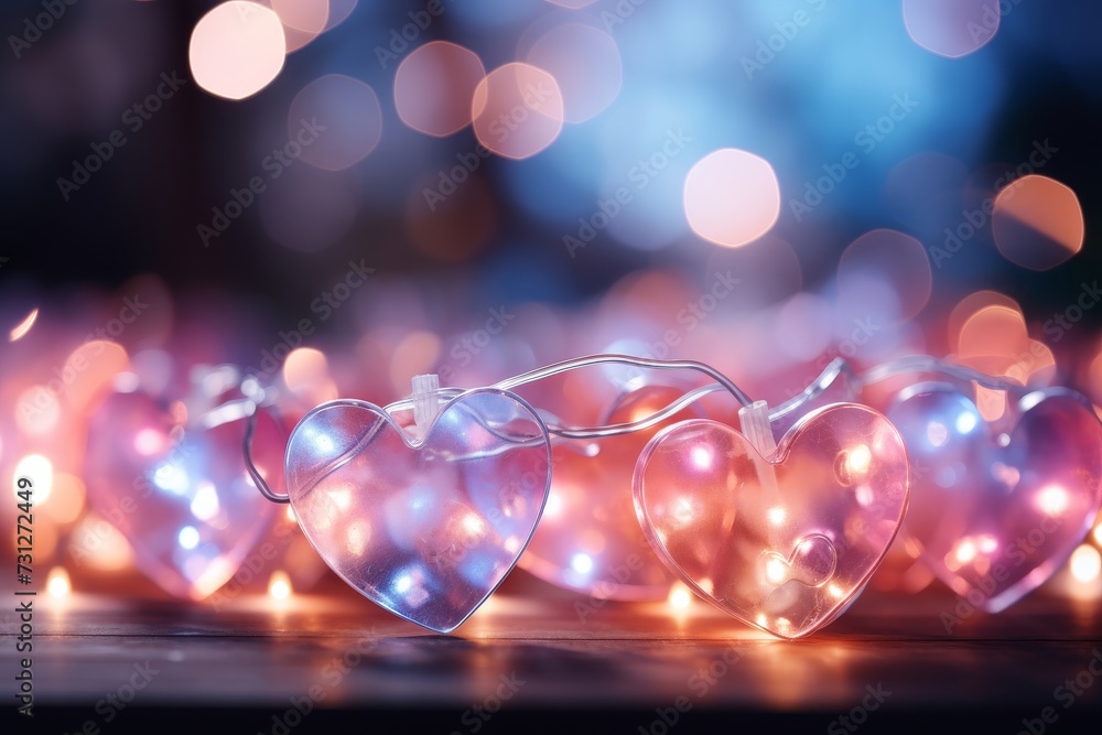 Aufkleber illuminating enchantment: a mesmerizing close-up of twinkling lights on a table