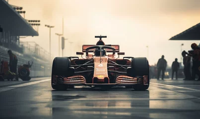 Poster Formula 1 racing car pit stop during race on circuit. © Daniela