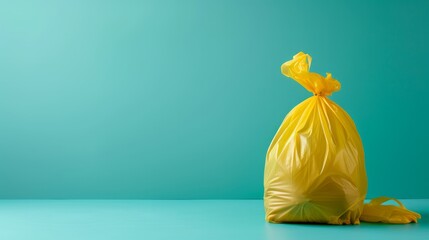 A garbage bag isolated on a green-blue background