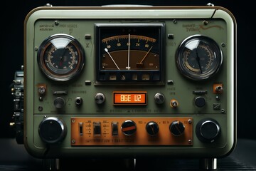 Fototapeta premium retro analog device for industry and scientific research and measurements, object closeup, concept of retro futurism electronics