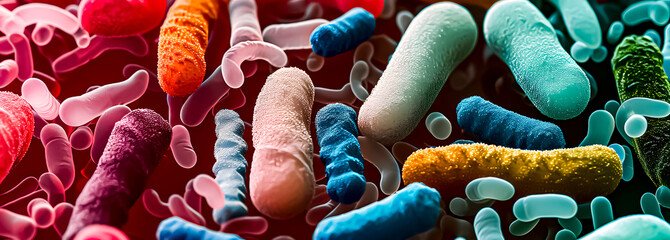 Bacteria. Germs. Microbes. Microbiota. Microbiome - obrazy, fototapety, plakaty