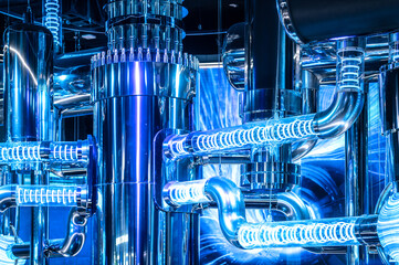 quantum computer concept. Nuclear reactor concept of future power energy generation system....