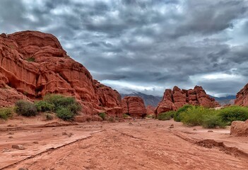 Red mountains in Cafayate canyon in Argentina