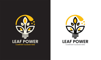 Green leaf nature green power lamp bulb isolated green eco energy concept vector icon 