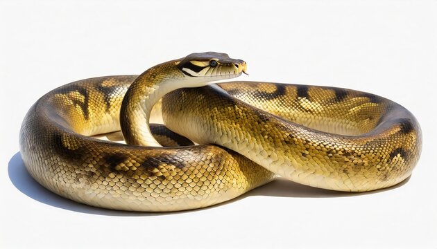3d render of a golden giant python snake isolated on white