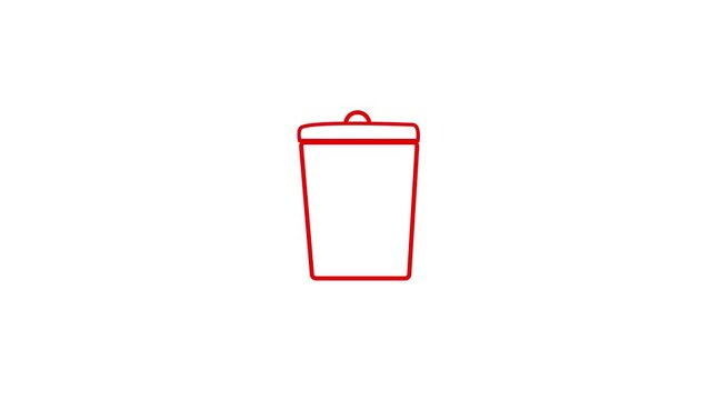 Throwing rubbish in dustbin, Trash can icon . Office trash icon animation background. Piece of crumpled paper falling into small black trash bin.