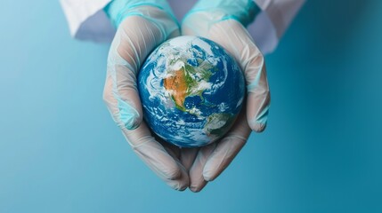 Medical Hands Gently Cradling the Earth Symbolizing Worldwide Healthcare