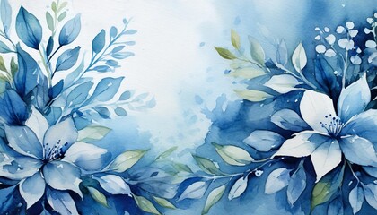 blue watercolor floral background vector