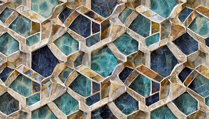 hexagon tracery seamless texture mosaic inlay stained glass style art deco style seamless chaotic hexagon pattern for wallpaper tile print for t shirts linens textile marble texture