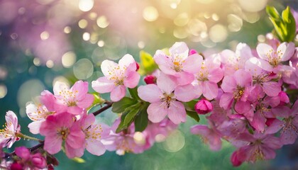 pink spring flowers and bokeh