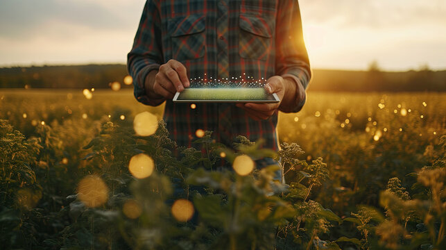 person using digital tablet for digitl farming - digital workflow and stream lined processes in agriculture

