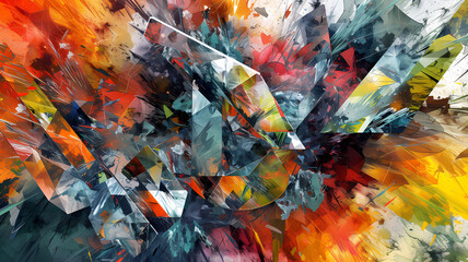 Vibrant Abstract Crystal Digital Artwork Background - obrazy, fototapety, plakaty