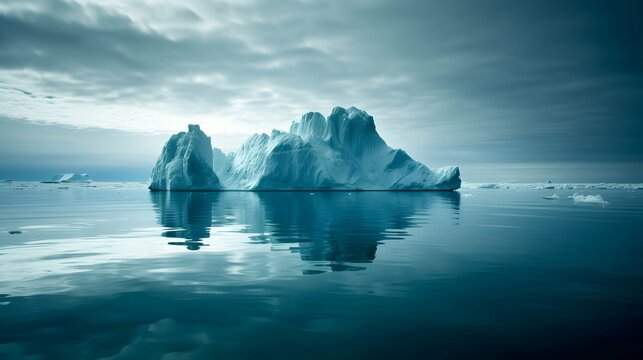 An evocative image showcasing the shrinking icebergs in the Arctic, symbolizing the accelerated melting of polar ice