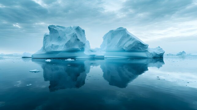 iceberg in polar regions, an evocative image showcasing the shrinking icebergs in the Arctic, symbolizing the accelerated melting of polar ice