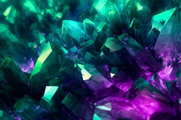Assorted Purple and Green Crystals on a Table. Generative AI.