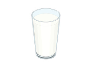 vector graphic design of a glass cup or clear glass containing white milk