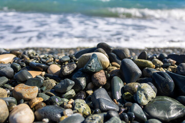 Stones and pebbles on sea beach