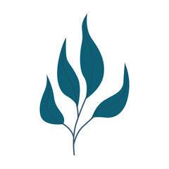 cute spring branch with leaves , summer Background.  Botanical illustration flat style. Isolated on white for greeting cards, Easter,thanksgiving. Kids design, for fabric, wrapping, textile, wallpaper