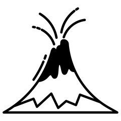 Volcanic Mountains glyph and line vector illustration