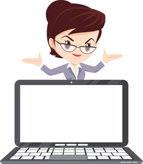 businesswoman presenting with IT equipment