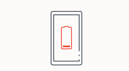 Low Battery Mobile Icon. Vector flat isolated illustration of a Smartphone Device with a Low Battery Icon.