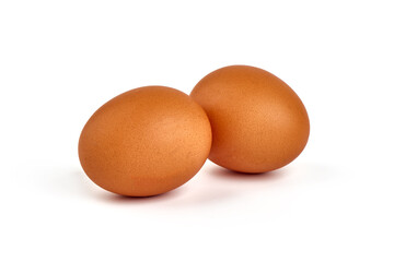 Chicken eggs, isolated on white background.